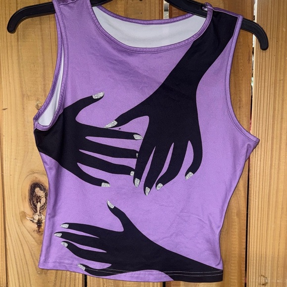 None Tops - Purple and Black Graphic Women's Top
